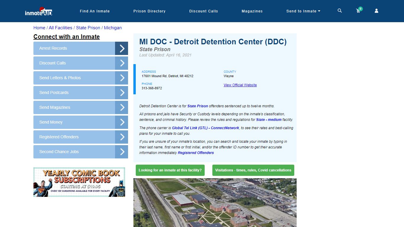 MI DOC - Detroit Detention Center (DDC) & Inmate Search | Visitation ...